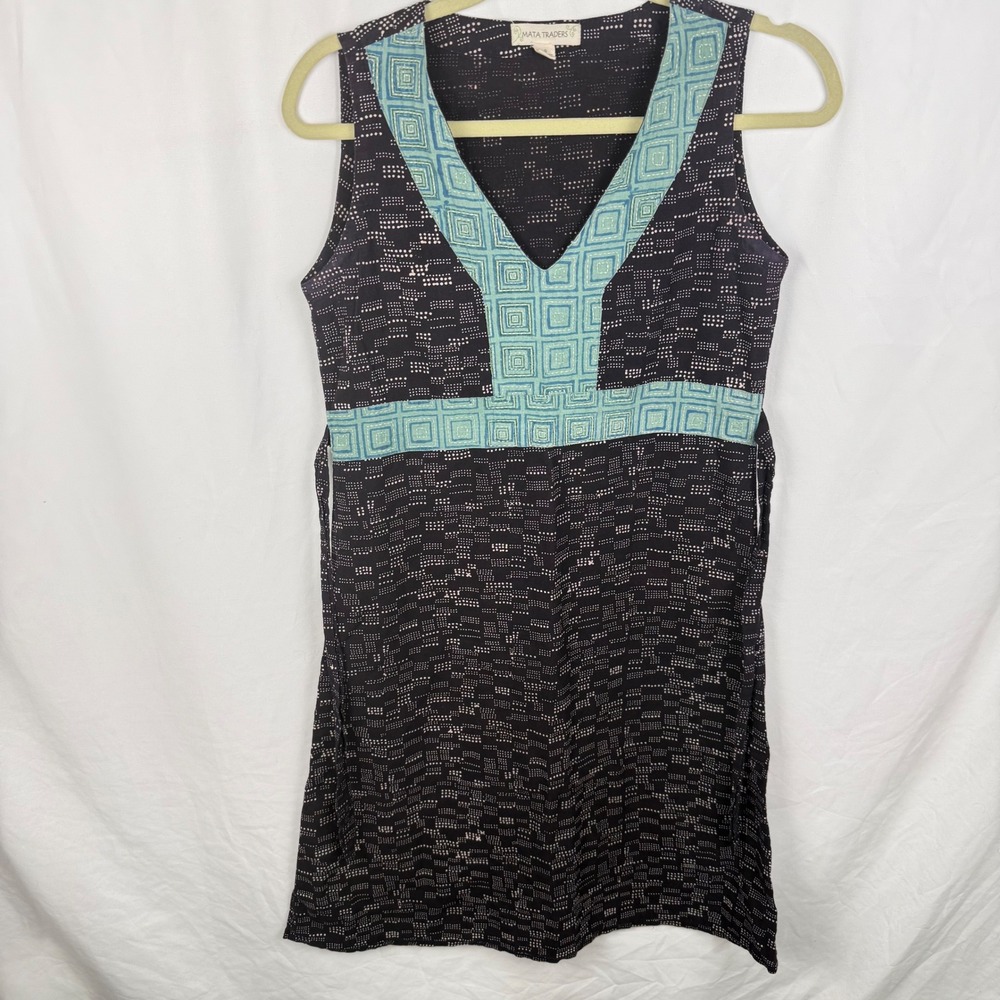 Mata Traders Sleeveless Cotton Tie Waist Dress Small Sundress Lightweight Boho